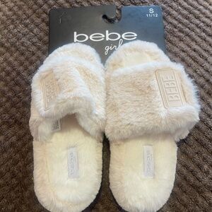 Bebe Girl’s Plush Cream Slippers
